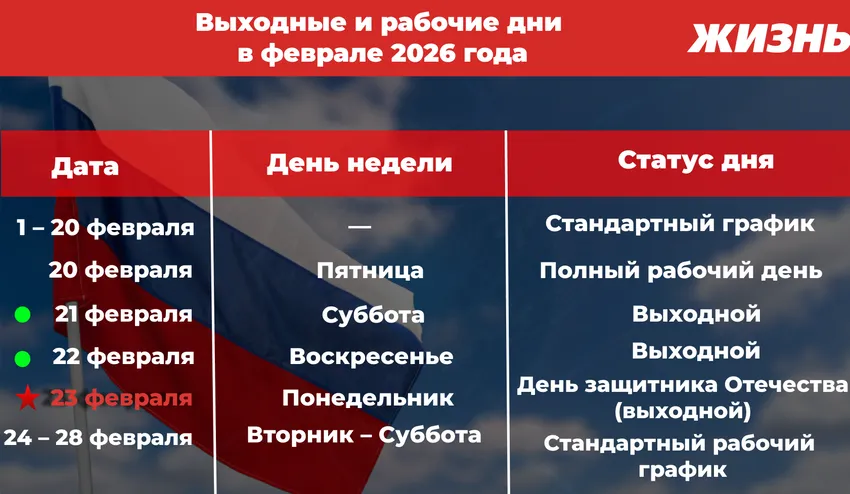 Выходные и рабочие дни в феврале 2026 года. Коллаж: Сорокина Екатерина