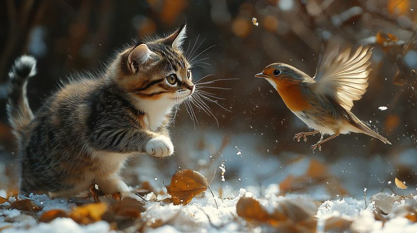 Даже сытые кошки не против поохотиться. Фото сгенерировано нейросетью midjourney.com по мотивам публикации