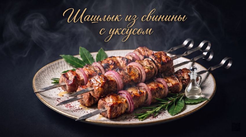 Шашлык из свинины с уксусом. Фото сгенерировано нейросетью GPT Images