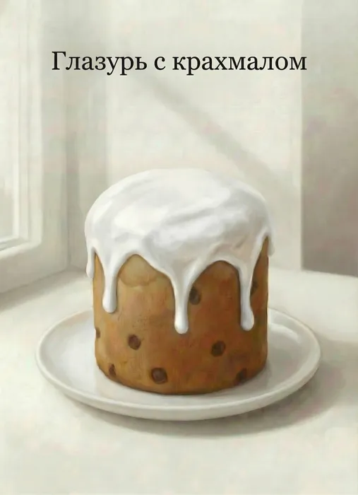 Глазурь с крахмалом для кулича. Фото сгенерировано нейросетью Nano Banana