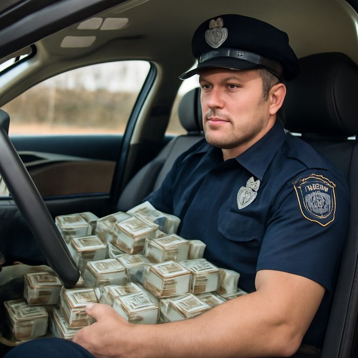 В Уфе коллеги изымут у экс-полицейского 54 миллиона, которые взялись из ниоткуда. Фото сгенерировано нейросетью Perplexity по материалам статьи.