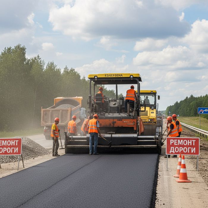 В Первоуральске жители за день починили дорогу, которую не делали чиновники. Фото сгенерировано нейросетью Perplexity по материалам статьи.