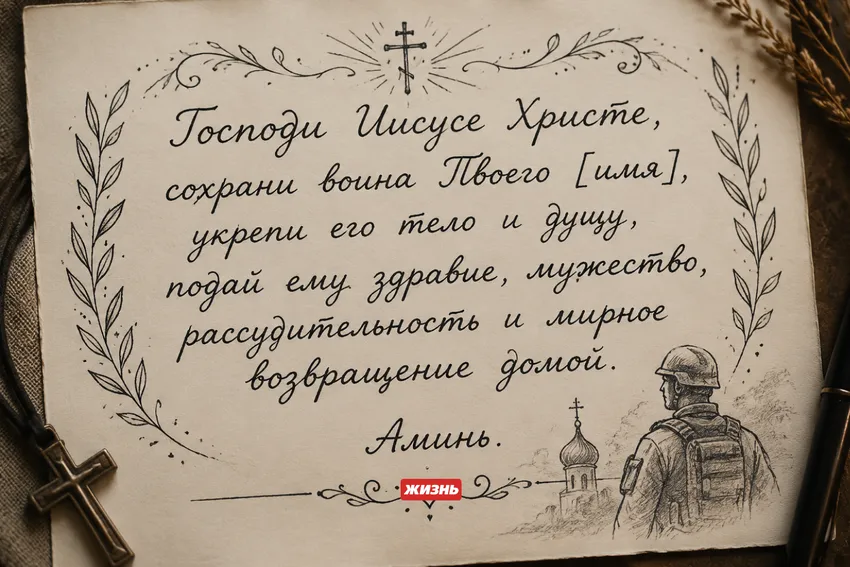 Текст молитвы о здравии воина. Фото сгенерировано нейросетью GPT Images