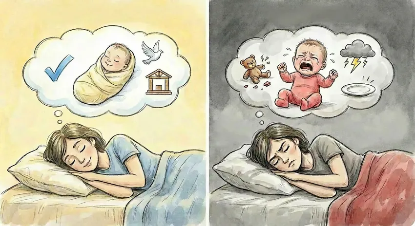 К чему снится спокойный или плачущий ребенок. Коллаж: Гавришева Анна, фото сгенерировано нейросетью Nano Banana