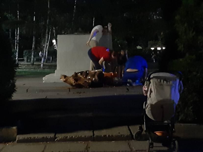 В Саратове статуя «Кот ученый» раздавила годовалую девочку на глазах родителей. Фото: @breakingmash