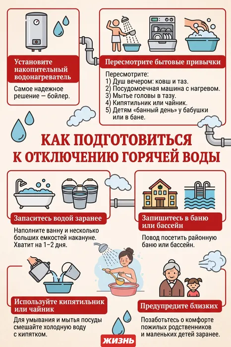 Как подготовиться к отключению горячей воды. Коллаж: Сорокина Екатерина