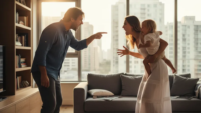 Супруги с кризисом трех лет обычно сталкиваются уже с появлением детей в доме. Фото сгенерировано нейросетью Gemini