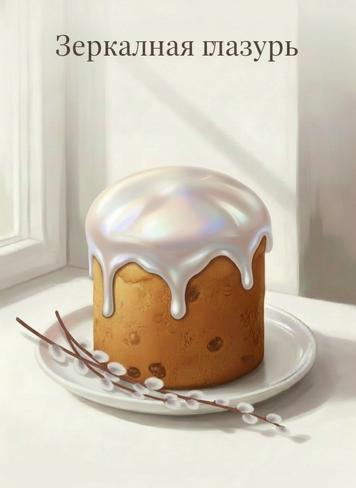Зеркальная глазурь для кулича. Фото сгенерировано нейросетью Nano Banana