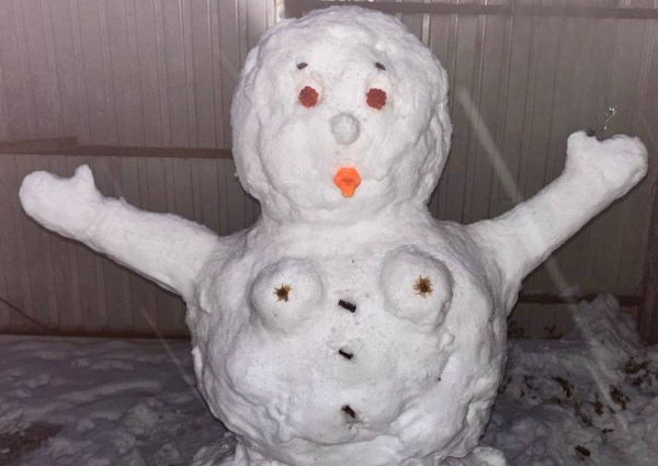 В Хабаровском крае жители устроили парад одетых снеговиков с сигаретами и грудью. Фото: t.me/amur_mash