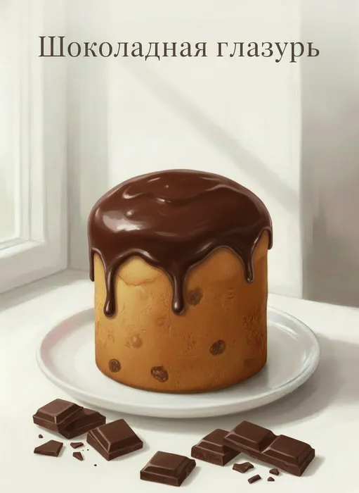 Шоколадная глазурь для кулича. Фото сгенерировано нейросетью Nano Banana