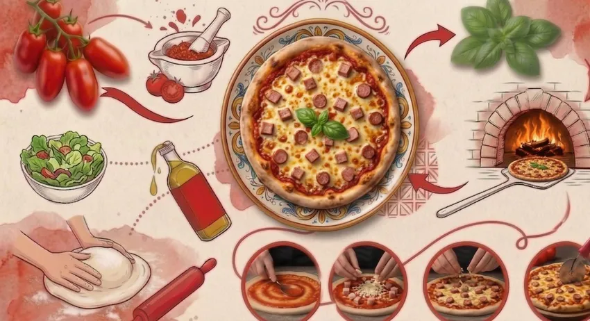 Пицца с колбасой и сыром. Фото сгенерировано нейросетью Nano Banana