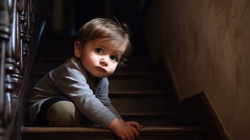 Малыш погиб, упав с лестницы в частном доме. ФОТО СГЕНЕРИРОВАНО НЕЙРОСЕТЬЮ MIDJOURNEY.COM ПО МАТЕРИАЛАМ СТАТЬИ