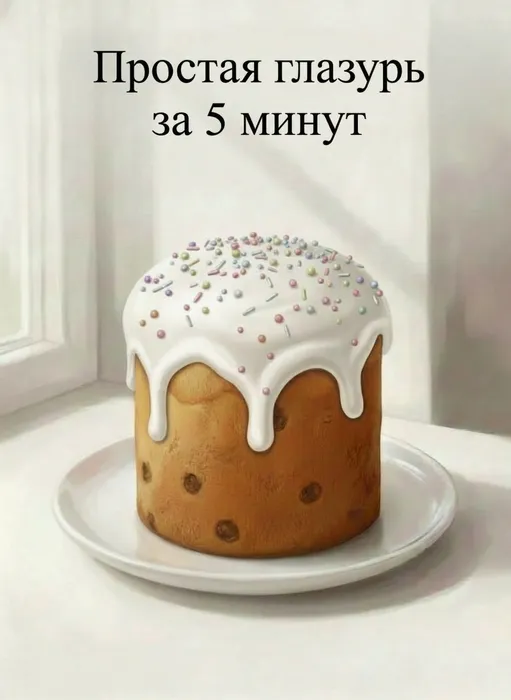 Простая глазурь за 5 минут для кулича. Фото сгенерировано нейросетью Nano Banana
