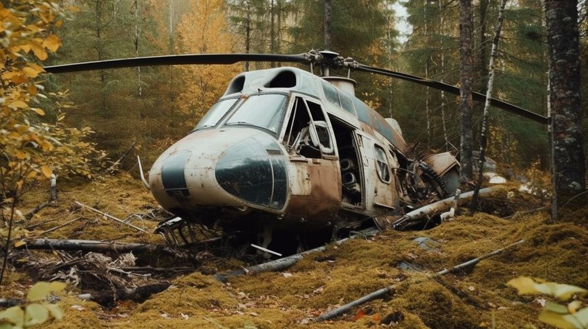 В Амурской области разбился вертолет - все погибли. ФОТО СГЕНЕРИРОВАНО НЕЙРОСЕТЬЮ MIDJOURNEY.COM ПО МАТЕРИАЛАМ СТАТЬИ