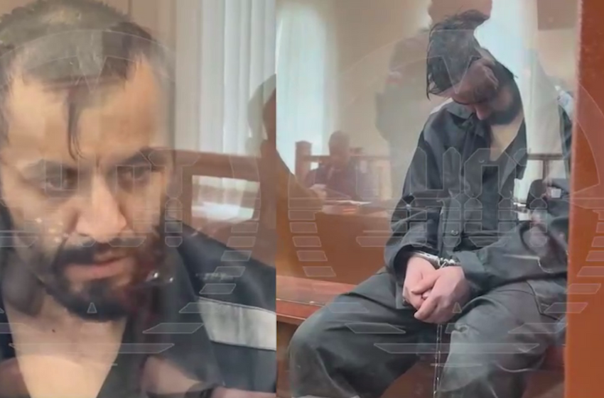 Главарь банды Шамсидин Фаридуни и его подельники не проронили в ходе заседания ни слова. Фото: @t.me/shot_shot