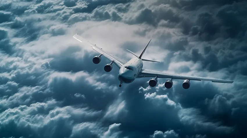 Самолет Новосибирск — Иркутск экстренно сел в Красноярске из-за бурной метели. Фото сгенерировано нейросетью midjourney.com по материалам статьи