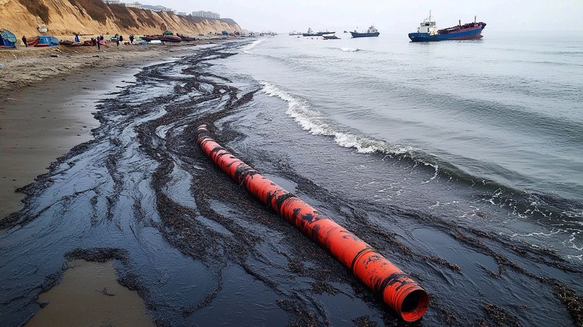 Разлив мазута на Черном море. Фото сгенерировано нейросетью midjourney.com 