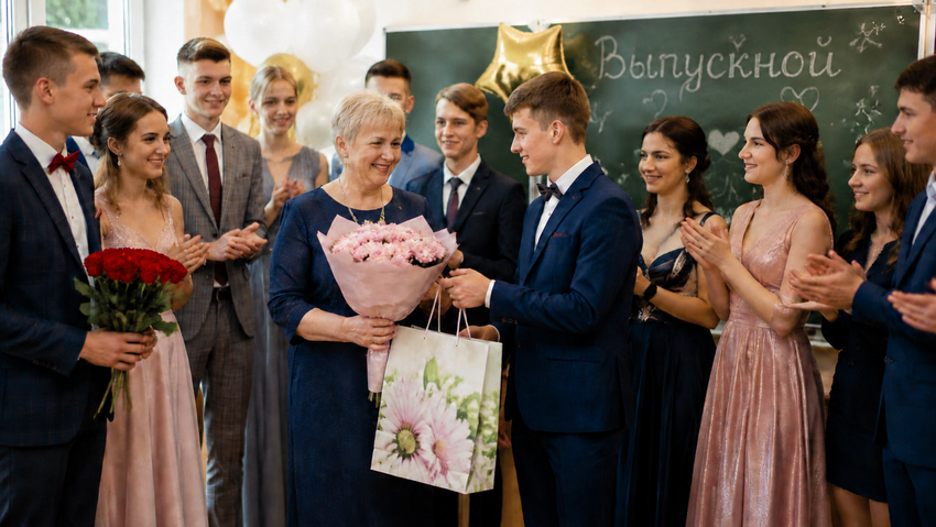 Что подарить на выпускной классному руководителю. Фото сгенерировано нейросетью GPT Images