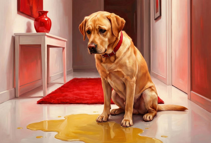 Почему собака не ходит в туалет. Фото сгенерировано нейросетью Nano Banana