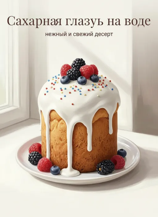 Сахарная глазурь на воде. Фото сгенерировано нейросетью Nano Banana