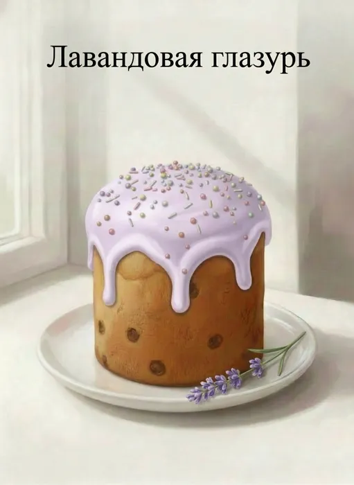 Лавандовая глазурь для кулича. Фото сгенерировано нейросетью Nano Banana
