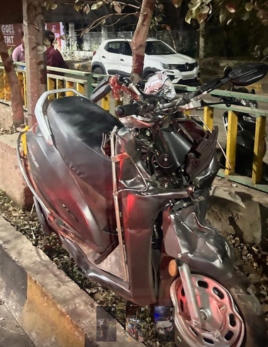 Протараненный мопед. Фото: @t.me/shot_shot