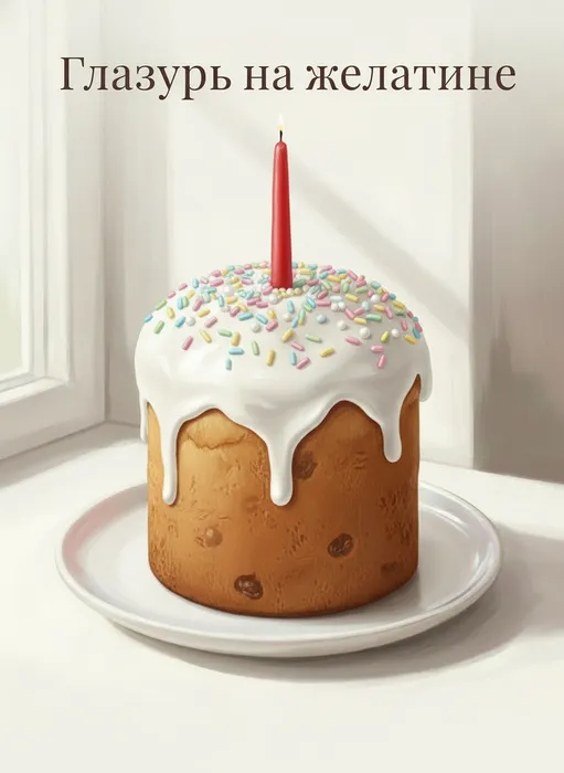 Глазурь на желатине для кулича. Фото сгенерировано нейросетью Nano Banana