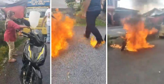 Женщина сожгла мотоцикл, чтобы не отдавать его банку. Фото:Oddyty Central 