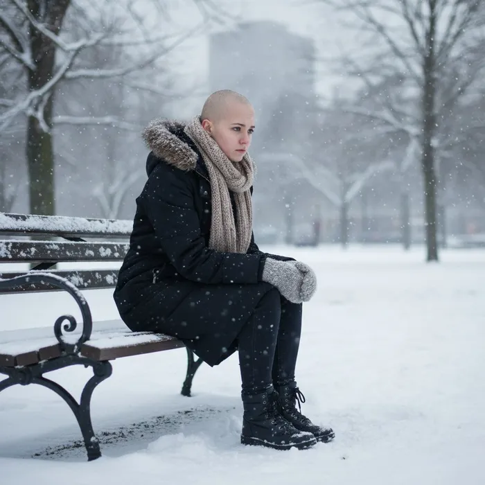 Ученые предупреждают, что, если ходить зимой без шапки, можно облысеть. Фото сгенерировано нейросетью Perplexity по материалам статьи.