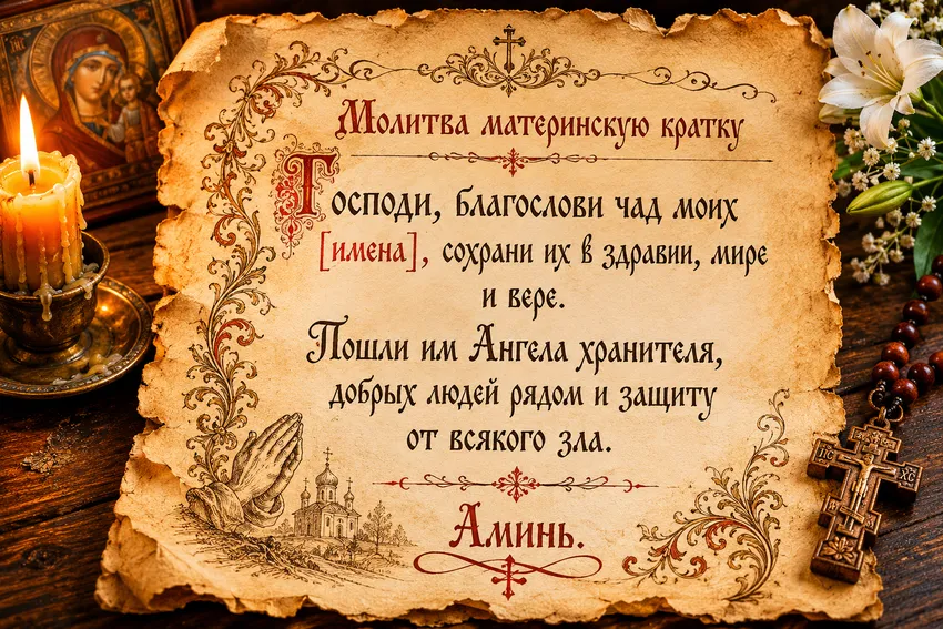 Краткая материнская молитва за всех детей. Фото сгенерировано нейросетью GPT Images