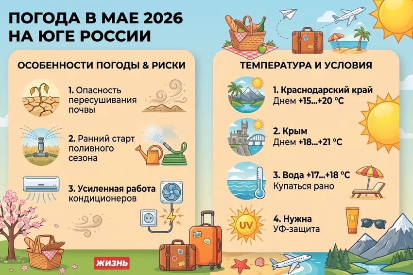 Погода в мае 2026 года на юге России. Коллаж: Сорокина Екатерина