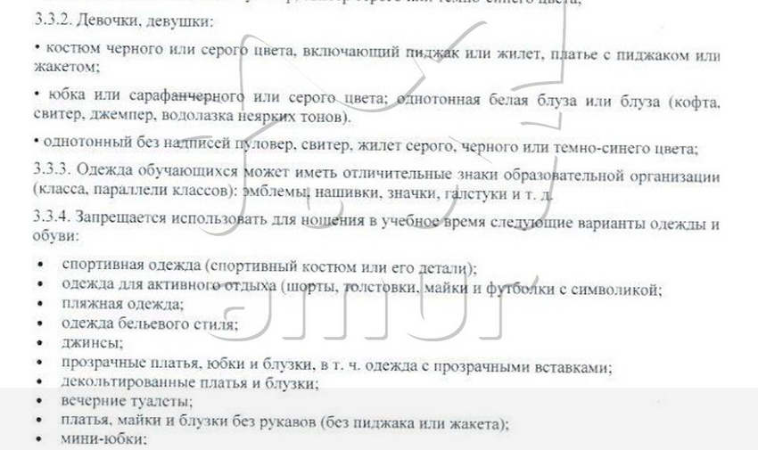 В школе в Хабаровском крае девочкам запретили носить брюки даже в мороз. Фото: t.me/amur_mash