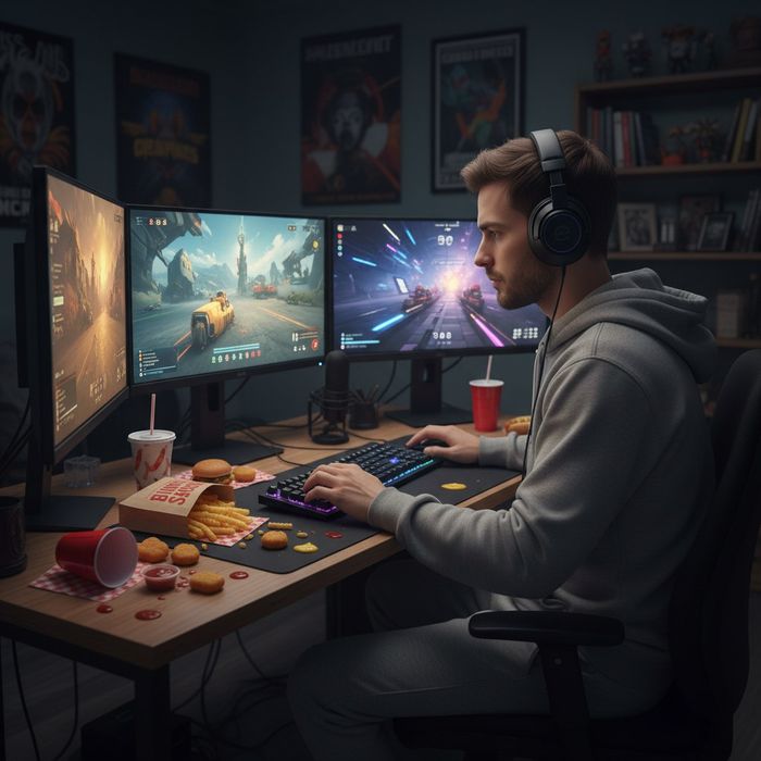 Психологи утверждают, что самый счастливый брак — это брак с геймером. Фото сгенерировано нейросетью Perplexity по материалам статьи.