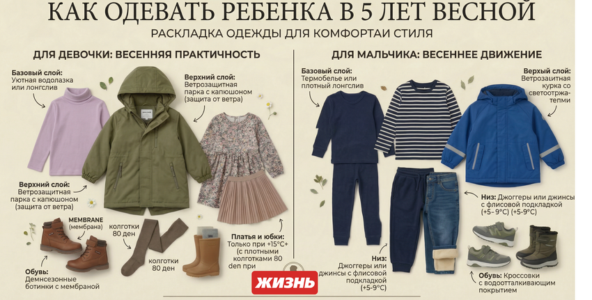 Как одевать мальчика и девочку весной. Раскладка одежды. Коллаж: Сорокина Екатерина