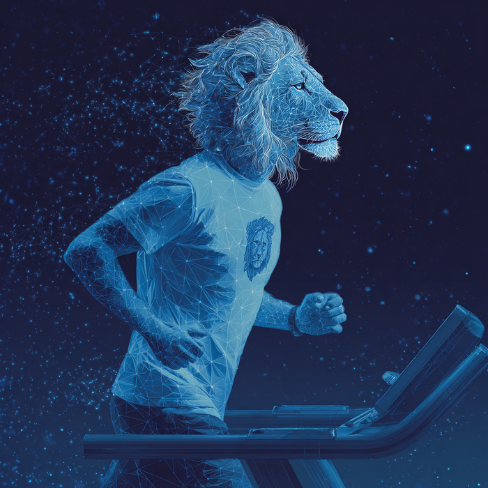 Львам в декабре 2025 года лучше сосредоточиться на кардиотренировках. Фото сгенерировано нейросетью Midjourney