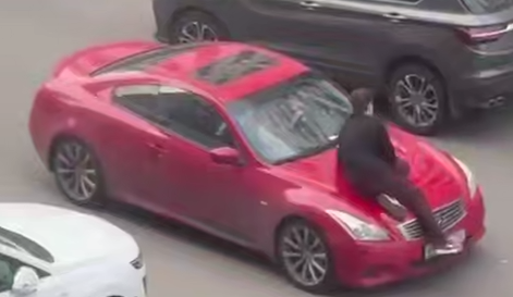 В Подмосковье женщина отвезла своего бывшего на помойку на капоте своей машины. Фото: t.me/shot_shot