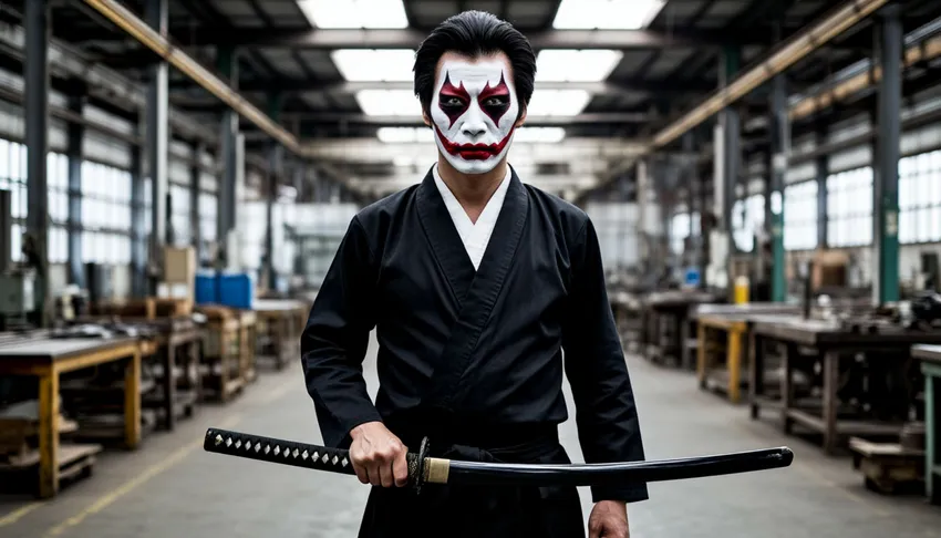 Японец с катаной напал на завод  по производству покрышек, пострадали 15 человек. Фото сгенерировано нейросетью shedevrum.ai по материалам статьи