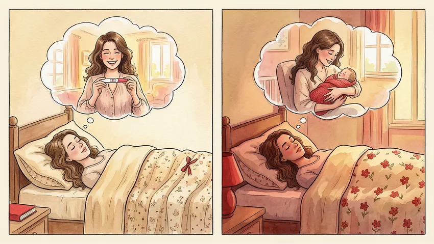 Частые сюжеты снов о беременности: от теста на беременность до родов и рождение ребенка. Коллаж: Сорокина Екатерина, фото сгенерировано нейросетью Nano Banana