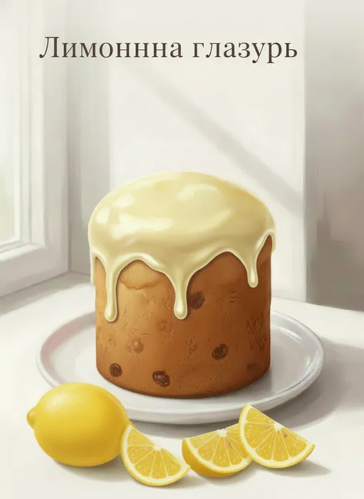 Лимонная глазурь для кулича. Фото сгенерировано нейросетью Nano Banana