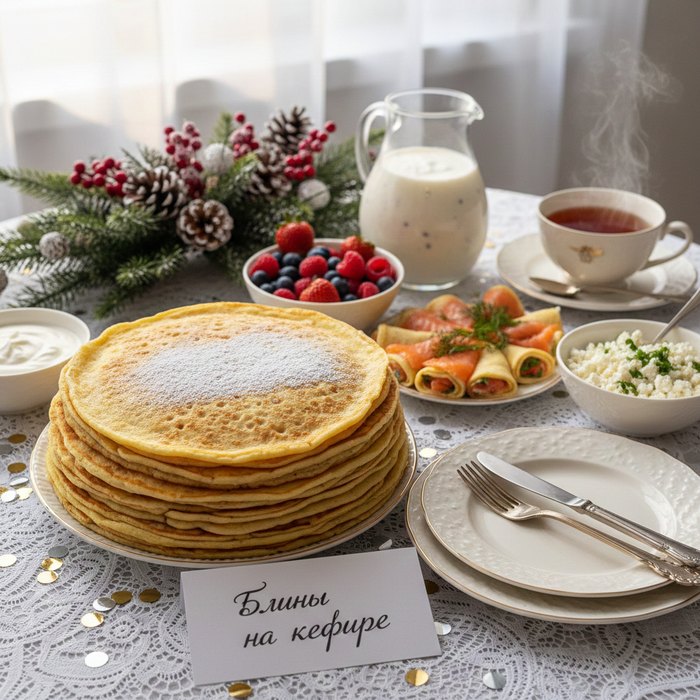 Блины на кефире. Фото сгенерировано нейросетью Nano Banana